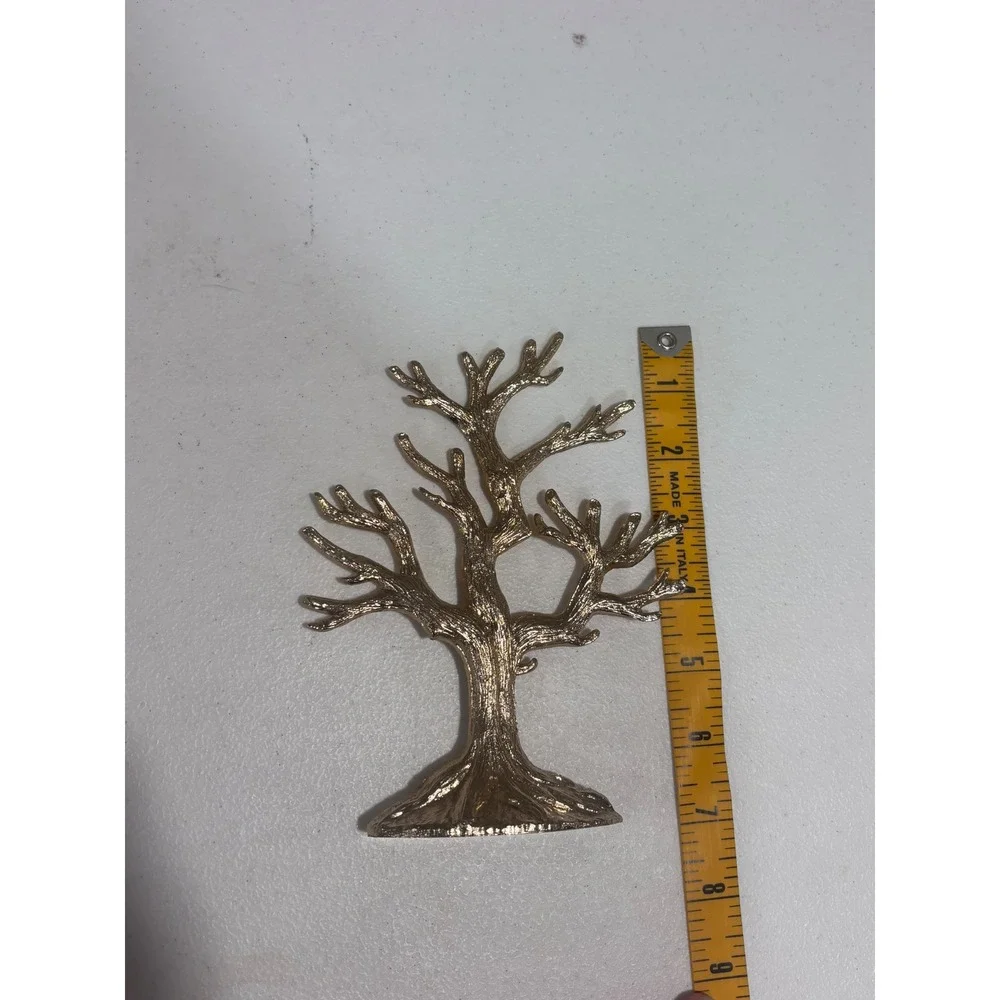Gold Metal Jewelry Tree Stand Textured Branch Display Organizer 7 Inch